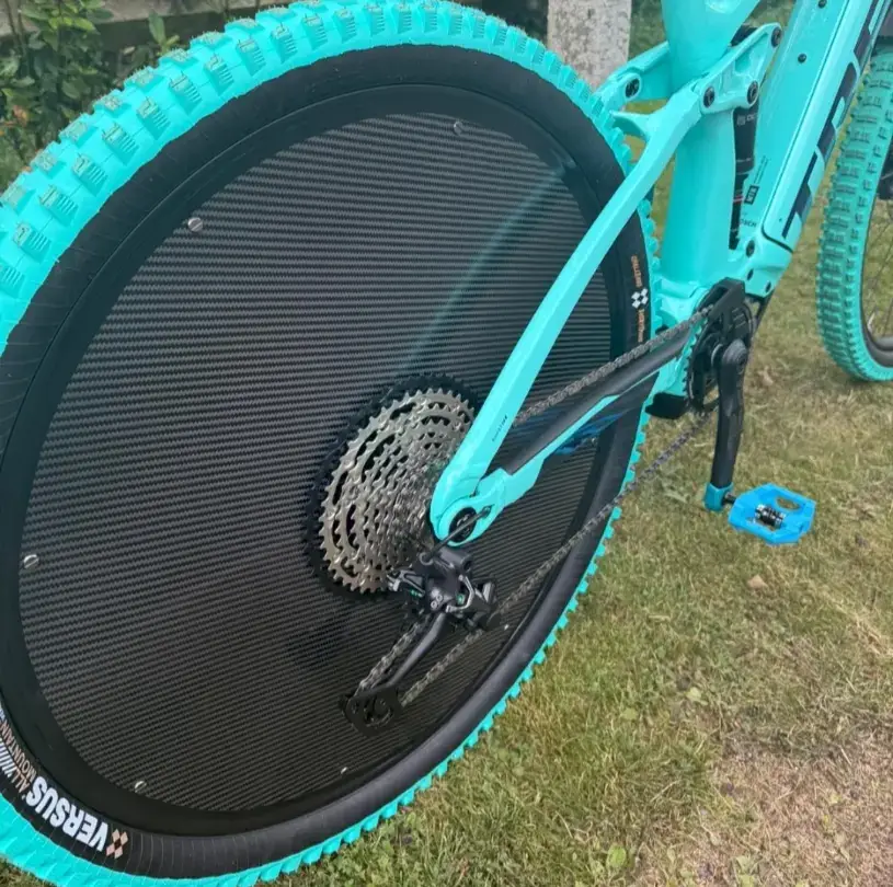 Rear wheel cover close-up detail.