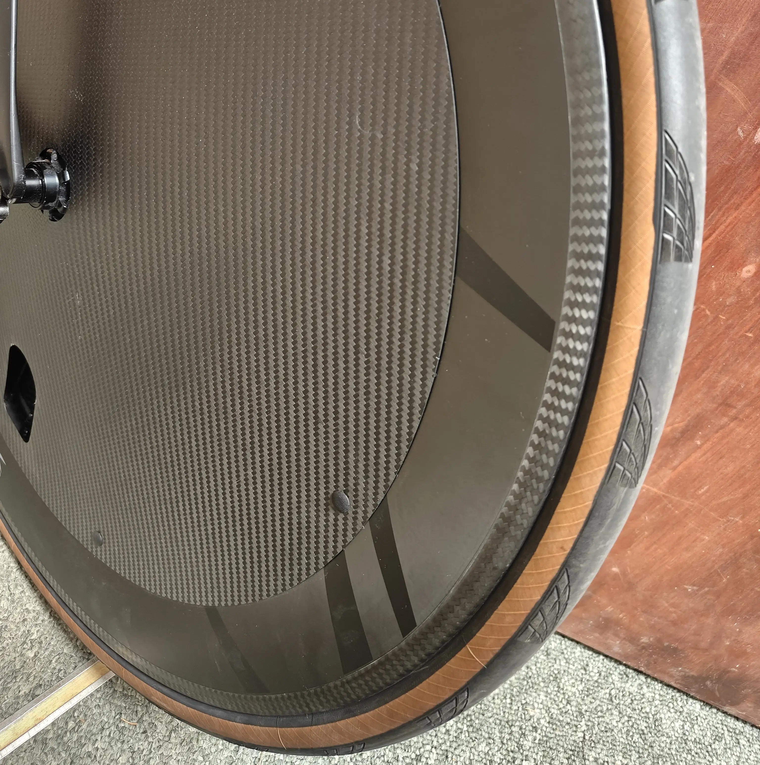 Rear wheel cover close-up detail.